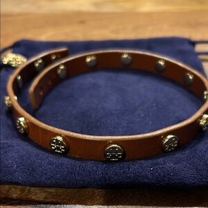 Tory Burch Brown Leather wrap bracelet